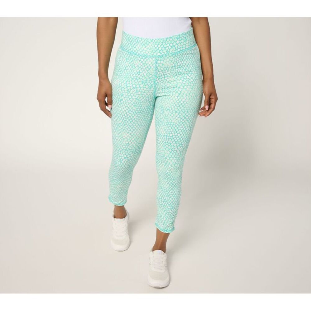 Denim & Co. Women's Pants Sz M Tall Active Duo Slim Leg Crop Pant w Green